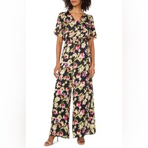 Vince Camuto Floral Flutter Sleeve Jumpsuit